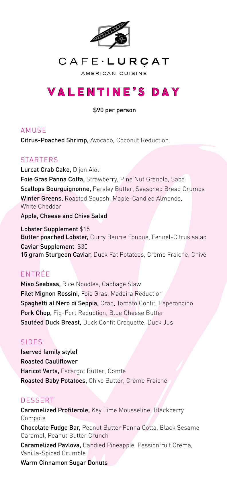 lurcat valentines day 2020 menu